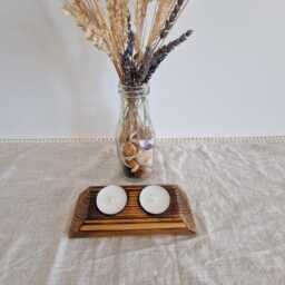 Handmade Reclaimed Wood Candle Holder - Holds 2 Candles - thumbnail 4
