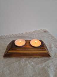 Handmade Reclaimed Wood Candle Holder - Holds 2 Candles