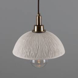 Kingii Ceramic Dome Bathroom Pendant Light 7.75'' - 20cm, Matte White Striped Ip44 - thumbnail 2
