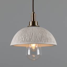 Kingii Ceramic Dome Bathroom Pendant Light Matte White Striped 7.75'' Ip44