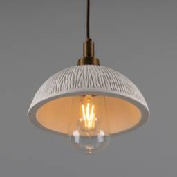 Kingii Ceramic Dome Bathroom Pendant Light 7.75'' - 20cm, Matte White Striped Ip44 - thumbnail 3