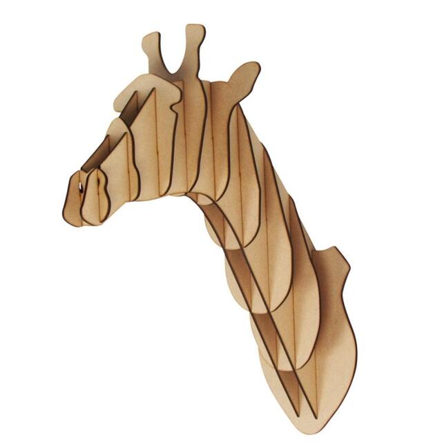 Large/ Small Wooden Giraffe Animal Head Trophy Kit 3D Wall Art Kids - Laser Cut Home Decor Hanging - image 1