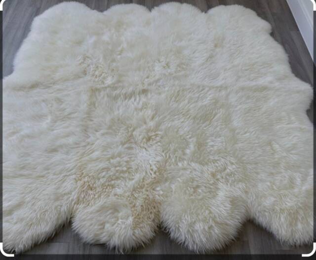 Huge Sheepskin Rug . 8 Skin Ivort , Soft White Rug, Luxury Genuine Sofa Cover, Bed Cover , Large - image 1
