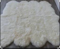 Huge Sheepskin Rug . 8 Skin Ivort , Soft White Rug, Luxury Genuine Sofa Cover, Bed Cover , Large - thumbnail 1