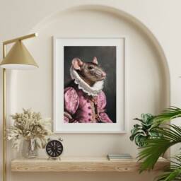 Mouse Rat Gentleman Rococo Renaissance, Whimsical Fine Art Giclee Vintage Painting Wall Poster - thumbnail 3
