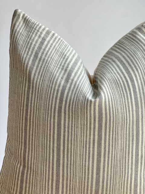 Gray Striped Hemp Pillow Cover Vintage Hmong Tribal Textile - image 1