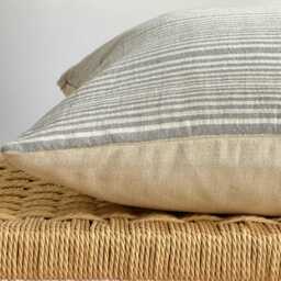 Gray Striped Hemp Pillow Cover Vintage Hmong Tribal Textile - thumbnail 3