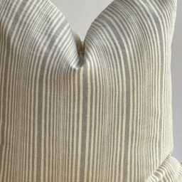 Gray Striped Hemp Pillow Cover Vintage Hmong Tribal Textile - thumbnail 2