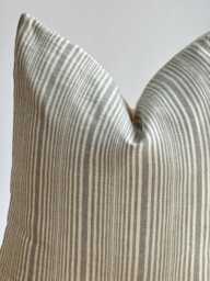 Gray Striped Hemp Pillow Cover Vintage Hmong Tribal Textile - thumbnail 1