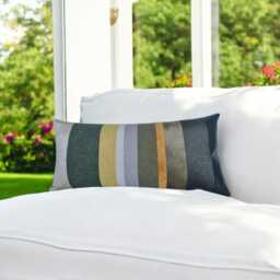 Mid Century Lumbar Pillow Cover Velvet & Faux Leather, 14x30 Inch - thumbnail 2