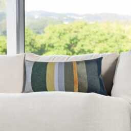 Mid Century Lumbar Pillow Cover Velvet & Faux Leather, 14x30 Inch - thumbnail 3