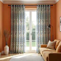 Blue Damask Curtains, Elegant Classic Pattern Drapes, Made To Measure Window Panels For Living Room, Bedroom, Or Traditional Home Decor - thumbnail 2