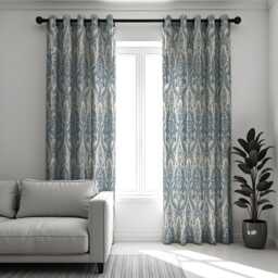 Blue Damask Curtains, Elegant Classic Pattern Drapes, Made To Measure Window Panels For Living Room, Bedroom, Or Traditional Home Decor