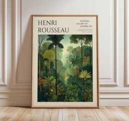 Henri Rousseau Poster, Tropical Decor, Jungle Print, Botanical Wall Art, Floral Boho Animal Exotic Poster - thumbnail 1