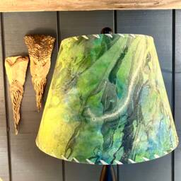 Green Marbled Paper Lampshade - thumbnail 1