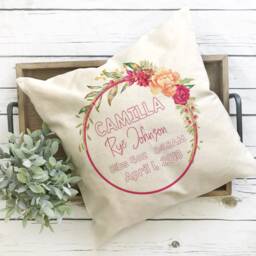 Birth Pillow, Annoucement, Stat Nursery Decor, Baby Shower Gift, Double Sided Personalized Annoucment - thumbnail 3