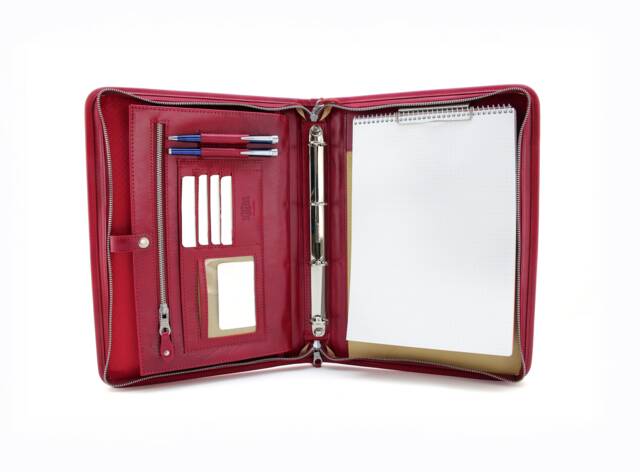 Women Leather Portfolio With A4 Notepad Holder, 4 Ring Binder Name/Logo Engraving, Anniversary Gift For Her???easter - image 1