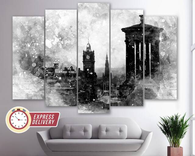 Dugald Stewart Monument in Edinburgh Black & White Canvas Artwork, Wall Art, Scotland Print, Scottish Gift, Art - image 1