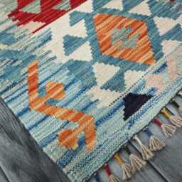 Runner Rug Classic, Handmade Artisan Afghan Turkish, Scandinavian, Navajo, Bohemian, Wool Flatweave Multicolour Kilim 203x57 cm - thumbnail 2