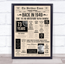 1949 Newspaper Any Age Year You Were Born Birthday Facts Personalised Gift Print - thumbnail 1