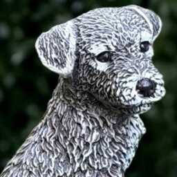 Outdoor Border Terrier Statue Concrete Dog Figurine Cement Animal Decoration Handmade Dog Lover Gift Memorial Decor - thumbnail 2