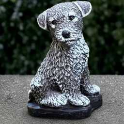 Outdoor Border Terrier Statue Concrete Dog Figurine Cement Animal Decoration Handmade Dog Lover Gift Memorial Decor - thumbnail 1