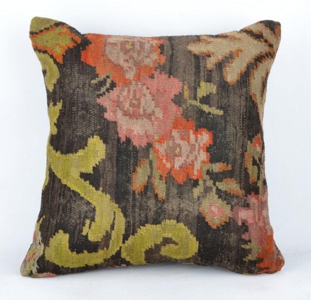 "Kilim Pillow, Wool Kilim Cousin Moldave, 60x60 cm, 24""x24" - image 1