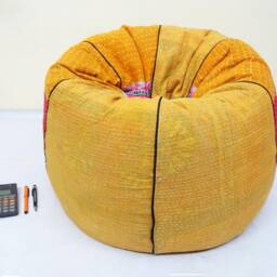 Handmade Floral Kantha Cotton Bean Bag Chair Bohemian Ottoman Pouf - thumbnail 3