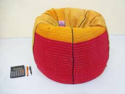 Handmade Floral Kantha Cotton Bean Bag Chair Bohemian Ottoman Pouf