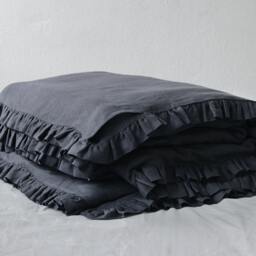 Linen Duvet Cover With Ruffles, Soft Duvets, Natural Queen, King, Twin Ruffle Bedding - thumbnail 3