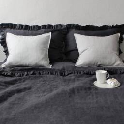 Linen Duvet Cover With Ruffles, Soft Duvets, Natural Queen, King, Twin Ruffle Bedding - thumbnail 2