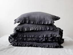 Linen Duvet Cover With Ruffles, Soft Duvets, Natural Queen, King, Twin Ruffle Bedding - thumbnail 1