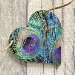 Peacock Garland, Wooden Bird Bunting, Handmade Gifts For Mothers Day, Feather Wall Decor - thumbnail 2