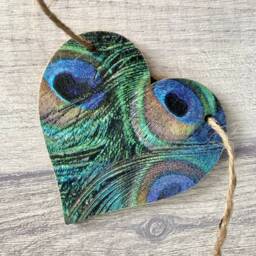 Peacock Garland, Wooden Bird Bunting, Handmade Gifts For Mothers Day, Feather Wall Decor - thumbnail 3