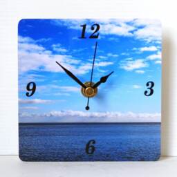 Sea Desk Clock - Photo Ocean Seaside Blue Square - thumbnail 2