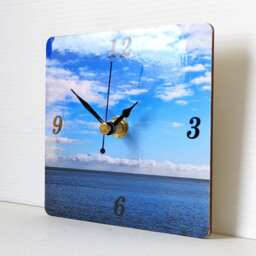 Sea Desk Clock - Photo Ocean Seaside Blue Square - thumbnail 3