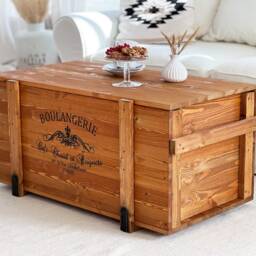 Coffee Table Chest Wooden Box Vintage Shabby Chic - thumbnail 2