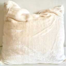 Cream Minky Faux Fur Mink Blanket & Cushion Bedspread Throwover Hand-Made - thumbnail 4