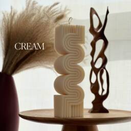 Large Ribbed Pillar Candle - Modern Soy Wax Candle, Home Decor - thumbnail 3