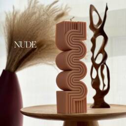 Large Ribbed Pillar Candle - Modern Soy Wax Candle, Home Decor - thumbnail 2