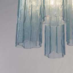 Glass Pendant Murano ??25 cm - Blue Tronchi Hand-Blown Italy Vintage Modern Chandelier - thumbnail 4