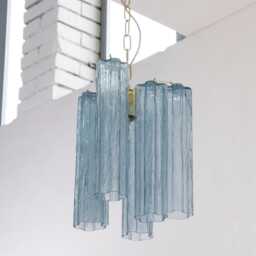 Glass Pendant Murano ??25 cm - Blue Tronchi Hand-Blown Italy Vintage Modern Chandelier - thumbnail 3