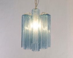 Glass Pendant Murano ??25 cm - Blue Tronchi Hand-Blown Italy Vintage Modern Chandelier - thumbnail 1