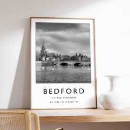 Bedford UK Poster Town Wall Art, Bedfordshire Gift - thumbnail 1