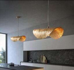 Modern Hanging Lotus Leaf Lamp, Gold Brass Kitchen Island Lighting