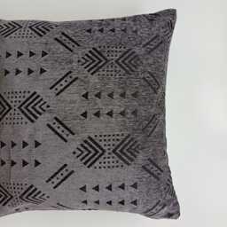 Moroccan Velvet Cushion Cover, Handmade Brocade Charcoal Pillow Case, Decorative 20''x20''/50x50 cm - thumbnail 2