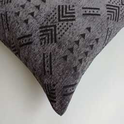 Moroccan Velvet Cushion Cover, Handmade Brocade Charcoal Pillow Case, Decorative 20''x20''/50x50 cm - thumbnail 3