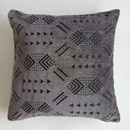 Moroccan Velvet Cushion Cover, Handmade Brocade Charcoal Pillow Case, Decorative 20''x20''/50x50 cm - thumbnail 1