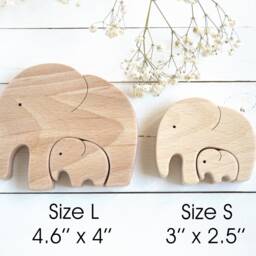 Fathers Day Gift From Daughter . Dad Personalized Wife Elephant Wood Statues For Dad Baby Son - thumbnail 2