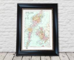 Hebrides Map Print Western Isles Of Scotland, 1886 Vintage Style - Exceptional Quality 230Gsm Framed Unframed Free Standard Delivery - thumbnail 1